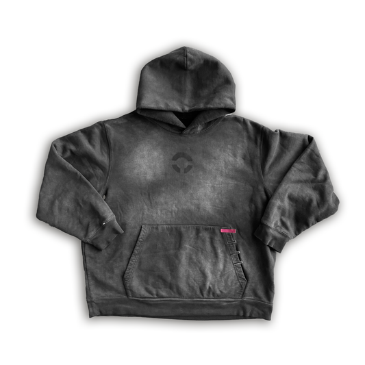 STENCIL LOGO HOODIE - WASHED BLACK