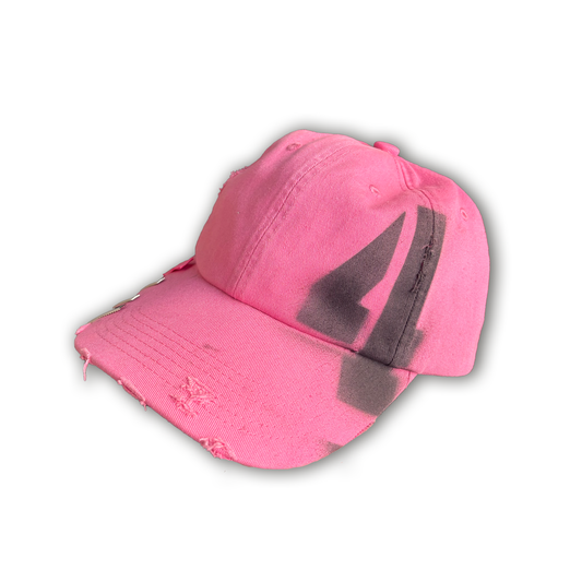 4 STENCIL DISTRESSED CAP - PINK